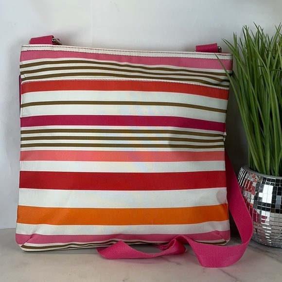 Coach Vibrant Pink and Orange Striped Crossbody Bag - Picture 6 of 10